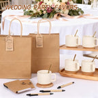 6 Sets Kraft Baby Shower Game Prizes, Baby Shower Guest Gifts, Ceramic Mugs with Metal Spoons, Woven Coasters, Notebooks with Pens, Thank You Tags, Wedding Bridal Shower Favors for Guests (brown) - Image 5