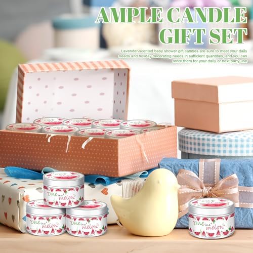 MTLEE Baby Shower Party Favors Candles Lavender Scented Baby Shower Favors for Guests Rustic Tealights Candles Gender Reveal Return Gifts(Red,One in A Melon,1.2 oz,24 Pcs) - Image 6