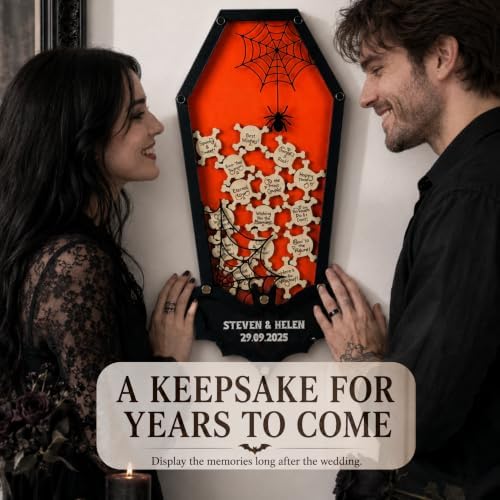Halloween Wedding Guest Book Coffin Sign in Keepsake Frame - Image 4