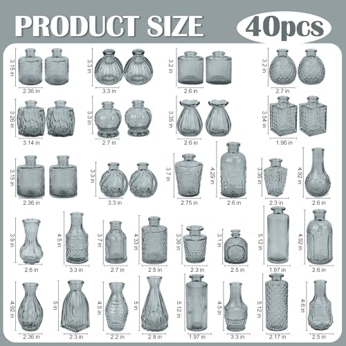 Glass Bud Vases in Bulk Small Mini Black Vase for Flowers 40pc - Image 6