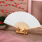 Aodaer 60 Pieces Paper Folding Fans Bamboo Handheld Fans Paper Folded Fans for Wedding Gift, Party Favors, DIY, Home Decoration, White - Image 5