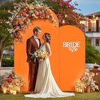 Orange Arch Backdrop Cover 2 Set - 7.2FT, 6FT Spandex Fitted Wedding Arch Stand Covers Round Top Chiara Arch Backdrop Stands Cover for Birthday Parties Banquet Photo Background Decoration - Image 6