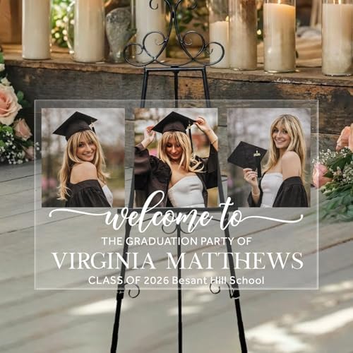Personalized Clear Graduation Yard Sign with Photo – Custom Acrylic Welcome Sign for High School Senior, College & Kindergarten Graduation Party, Class of 2026 Outdoor Decor - Image 3