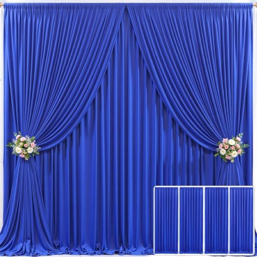 4 Panels Royal Blue Backdrop Curtain for Parties Wrinkle Free Blue Photo Curtains Backdrop Drapes Fabric Decoration for Wedding Birthday Party Baby Shower 20ft(W) x 10ft(H) by Tao-GePartyDecorations