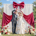 Burgundy Large Bows for Backdrop Giant Bows Birthday Party Decorations Large Giant Bow Decor, Burgundy Giant Satin Bow Decoration for Wedding Baby Shower Birthday Photo Booth Arch Wall Decor 24"x16" - Image 5
