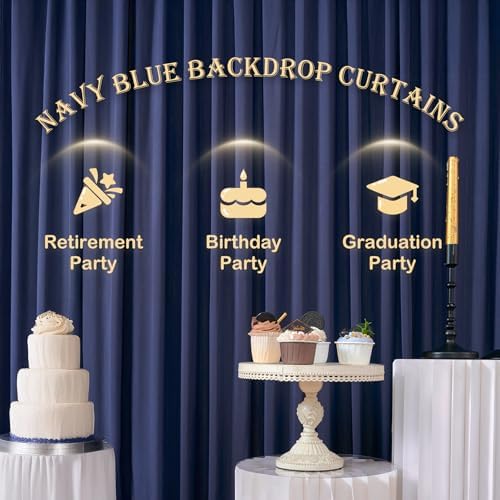 20ft x 12ft Wrinkle Free Navy Blue Backdrop Curtain for Parties, Silky Photo Backdrop Drapes 12FT Long Back Drop Cloth for Wedding Birthday Photography Background Decor - Image 5