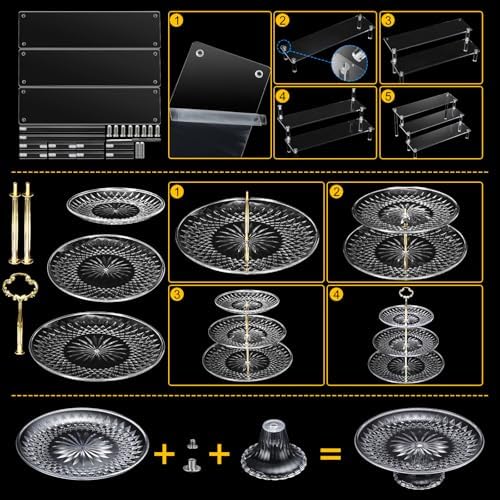 6 Pcs Acrylic Dessert Stand Set Tiered Tray Holder, Vivid Style - Image 4