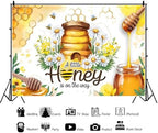 15x10ft Honey Bee Baby Shower Backdrop A Little Honey is on The Way Baby Shower Party Photography Background Daisy Floral Honeycomb Bee Baby Shower Decorations Banner Photo Studio Props - Image 2
