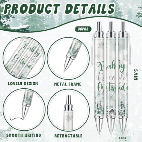 145 Pcs Baby It’s Cold Outside Baby Shower Favors for Guests Winter Wonderland Retractable Ballpoint Pens Keychains Thank You Cards Gift Bags & Twine Gender Reveal Party Souvenirs Bulk Party Prizes - Image 2