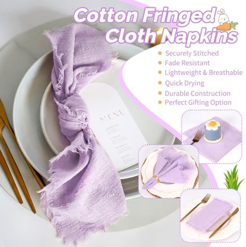 Showgeous 30 Pack Lavender Cloth Napkins with Fringe, 16x16 inch - Image 5
