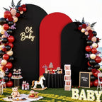 Black and Red Arch Cover 3 Set-8FT, 7.2FT, 6.6FT Arch Backdrop Cover Spandex 2-Color Balloon Arch Stand Covers for Birthday Party Baby Shower Retirement Graduation Photo Background Decorations - Image 2
