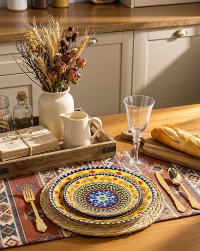 Hioasis Yellow Plastic Plates, Boho Plates, 60 Pcs for 30 Guests - Image 4