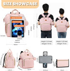 ROSEGIN Pink Diaper Bag Backpack for Baby Girls - Baby Shower Gifts for Mom, Quilted Diaper Bag with Changing Pad, Pacifier Case, Insulated Pockets, Stroller Straps, 35L Large Capacity - Cute - Image 6