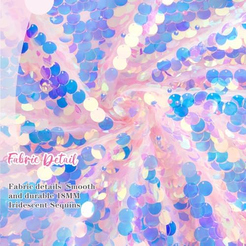 QueenDream Mermaid Tablecloth Pink Payette Sequin Tablecloth for Birthday Ocean Themed Party Princess Girl Baby Shower Decorations 51x35 Inch - Image 3