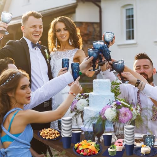 Tioncy 200 Pcs Navy Blue Disposable Paper Plates Cups Napkins - Image 6