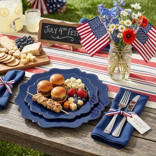 COLOSUS 60 PCS Navy Blue Plastic Plates, Premium Beaded Party Plates. - Image 4