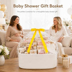 OIASKET Large Empty Cotton Rope Gift Basket with Handles, 18.9"x13.8"x7.8" Decorative Woven Storage Basket with Gift Bag and Ribbon Set for Baby Shower, Toy Organizer for Kids, Dogs & Cats - White - Image 5