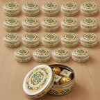 LOVENSPIRE Meenakari Stainless Steel Storage Box with Lid (500gm) Decorative Round Indian Food Container for Sweets, Kitchen Items & Return Gift Favors Pack of 20 by LOVENSPIRE