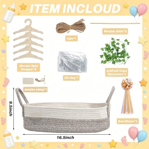 Large Baby Shower Basket Empty Baby Shower Crate Closet Woven Baskets - Image 2