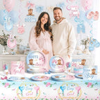 Boots or Bows Gender Reveal Party Supplies Tableware Set, 177 PCs Gender Reveal Table Decorations with Plates, Napkins, Forks, Banner, Tablecloths or Boys Or Girls Party Test Kit, Serves 24 - Image 6