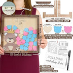 PARTYLOUD Baby Shower Guest Book Alternatives, Teddy Bear Baby Shower Decorations, Woodland Safari Baby Shower Sign in Guest Book Frame Decor Centerpieces for Girl Boy - Image 2