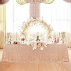 QueenDream Rose Gold Table Cloth 90x132 Inch Sequin Tablecloth for Wedding Baby Shower Ceremony Birthday Cake Table Holiday Banquet Decorations - Image 4