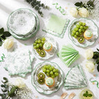 Funnymoom 200 Pcs Sage Green Floral Party Decorations Paper Plates Serve 50 - Image 6