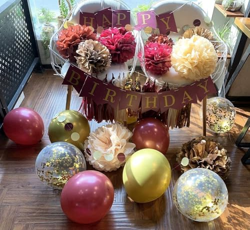 Graduation Decorations Maroon Gold 2026/Burgundy Maroon Graduation Party Decorations/Fall Bridal Shower Decorations/Burgundy Gold Balloons/Birthday Party Decor for Women Fall - Image 3