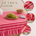Tudomro Striped Tablecloth, Rectangle, Red, Pink, 84'' X 60'' - Image 3