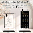 Wedding Sign Holder, Adjustable Welcome to Our Wedding Sign Stand W/Design Bundle & Leather Sign Hanging Straps, Heavy Duty Easel Stand for Sign, Wedding Seating Chart Stand, Easel for Display (Black) - Image 2