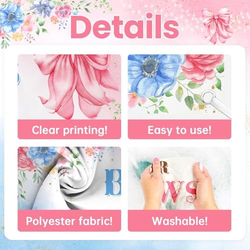 Mocsicka Boot or Bows Banner Cowboy Boots Pink Bows Gender Reveal Banner for Western Baby Shower Party Decorations (8x6ft) - Image 3