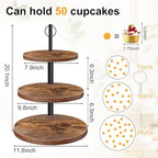 Cupcake Stand,3Tier Round Rustic Cupcake Stand Holds 50Cupcakes - Image 2