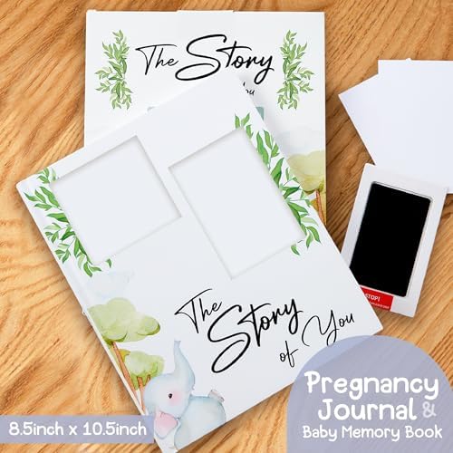 Baby Memory Book and Pregnancy Journal, Baby Book Keepsake with Clean-Touch Ink Pad for Newborn Hand and Footprints, Simple and Elegant Design, A Great Gift for Baby Showers and New Moms - Image 4