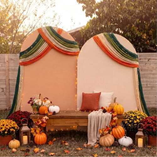 6 Pcs Fall Thanksgiving Cheesecloth Table Runners 118" Boho Gauze - Image 5