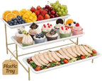 Lifewit 3 Tier Serving Tray for Party, Plastic Tiered Food Serving Platters by Lifewit