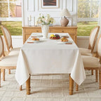 White Rectangle Tablecloth 60 x 106 Inch Machine Wash Indoor & Outdoor - Image 3