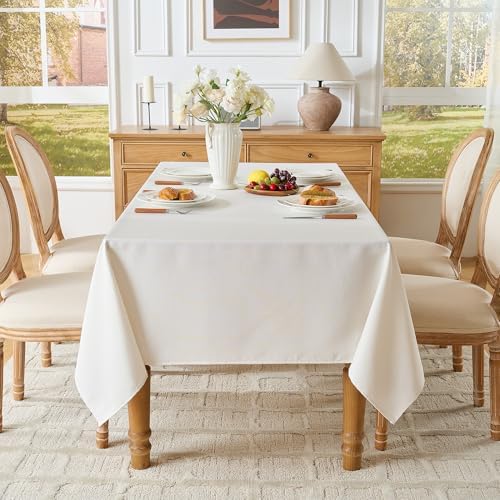 White Rectangle Tablecloth 60 x 106 Inch Machine Wash Indoor & Outdoor - Image 3