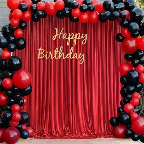 20ft x 10ft Wrinkle Free Red Backdrop Curtains for Parties, 4 Panels 5x10ft Polyester Photo Backdrop Drapes for Weddings Birthday Party Christmas Photography Background Cloth - Image 5