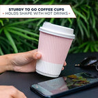 Disposable Coffee Cups With Lids - (80 set) 12 oz Paper To Go Coffee Cups With Resealable Lids Prevent Leaks! Travel Insulated Hot Beverage Drink Cup. Will Not Bend With Heat or Burn Fingers - Image 5