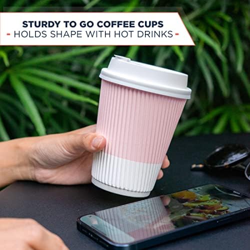Disposable Coffee Cups With Lids - (80 set) 12 oz Paper To Go Coffee Cups With Resealable Lids Prevent Leaks! Travel Insulated Hot Beverage Drink Cup. Will Not Bend With Heat or Burn Fingers - Image 5