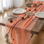 10Pcs Coral Peach Cheesecloth Table Runner 120 Inches for Party Home Decor by KEKETOARRANGE