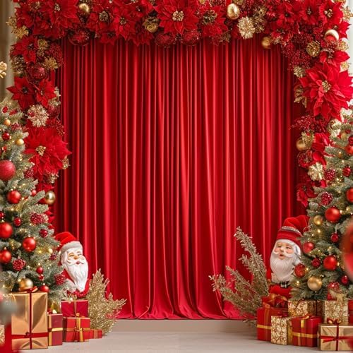 10ft x 10ft Red Backdrop Curtain for Parties Red Wrinkle Free Backdrop Drapes Panels for Wedding Baby Shower Birthday Photo Photography Christmas Polyester Fabric Background Decoration - Image 3