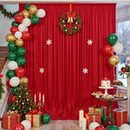 20×14ft Wrinkle Free Red Backdrop Curtain for Wedding Parties,2 Panels 5×14ft Height Soft Silky Polyester Backdrop Drapes Red Photo Back Ddrop Curtains for Event Photography Christmas Background Cloth - Image 6