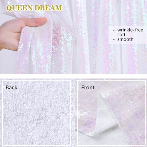 Sparkly White Iridescent Backdrop 4 Pieces 2FTx8FT Sequin Backdrop - Image 4