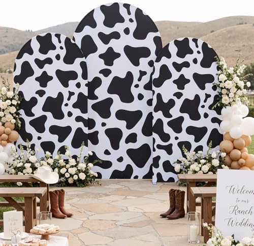 Dairy Cow Arch Backdrop Covers, Set of 3, 7.2ft 6.6ft 6ft, for Theme Party by PartyVillage