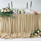 Pooling and Floating Chiffon Table Skirt with extra length, 6FT 9FT 14FT Sheer Tablecloth, Baby Shower, Birthdays Party, Main Cake Table Decoration, Wdding Table Skirt (Nude/Sand, 9FT) - Image 2