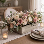 Dandat 4 Set 10 Inch Wooden Flower Box Rustic Table Centerpieces,Brown - Image 4