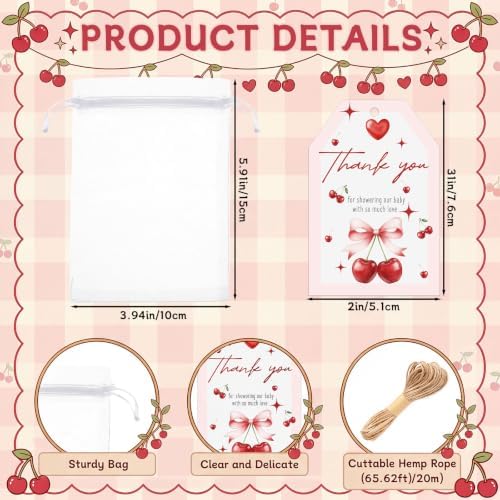 Sliner Baby Shower and Gender Reveal Party Gifts, 48 Pcs, Cherry - Image 4