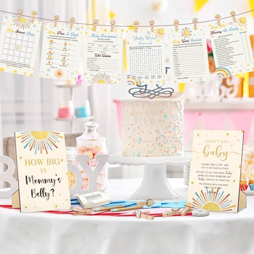 Funnymoom 426 Pcs Here Come the Sun Theme Baby Shower Games Set of 8 - Image 5