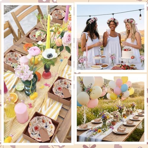 SiliFine 24 Pcs Wildflower Party Favors for Guests Small Ceramic Bowl Bulk Gifts Set 3.3 Inch Floral Design Mini Dipping Sauce Dish with Card Box for Bridal Pooja Baby Shower Birthday Guest Gift - Image 2